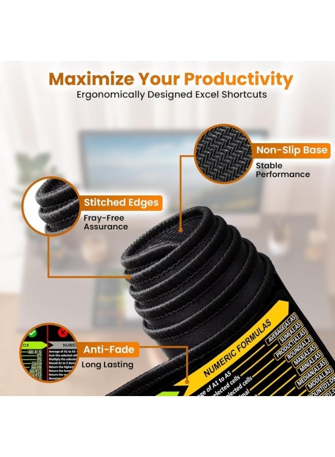 Shortcuts Mouse Pad Extended XL Keyboard Mat with Over 200 Office Shortcuts for Work, Gaming & Home 80cm X 30cm (25) - Image 3